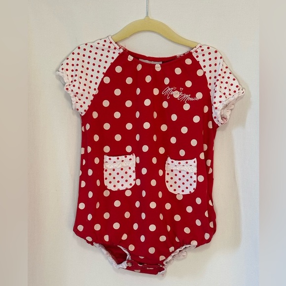 Disney Baby Minnie Mouse One-piece Red and White Polka Dot size 24 month - Picture 1 of 3